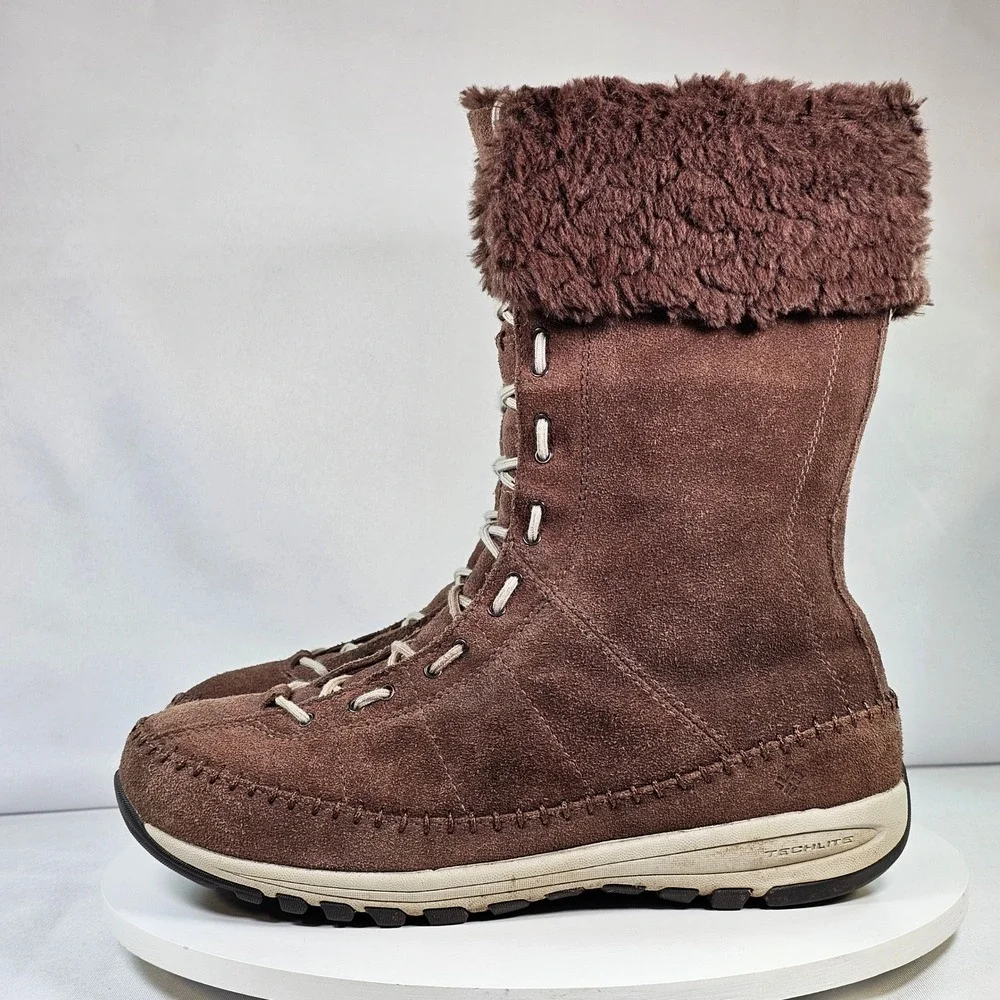 Columbia Techlite Brown Suede Faux Fur Lace Up Winter Boots‎ Womens 7.5
